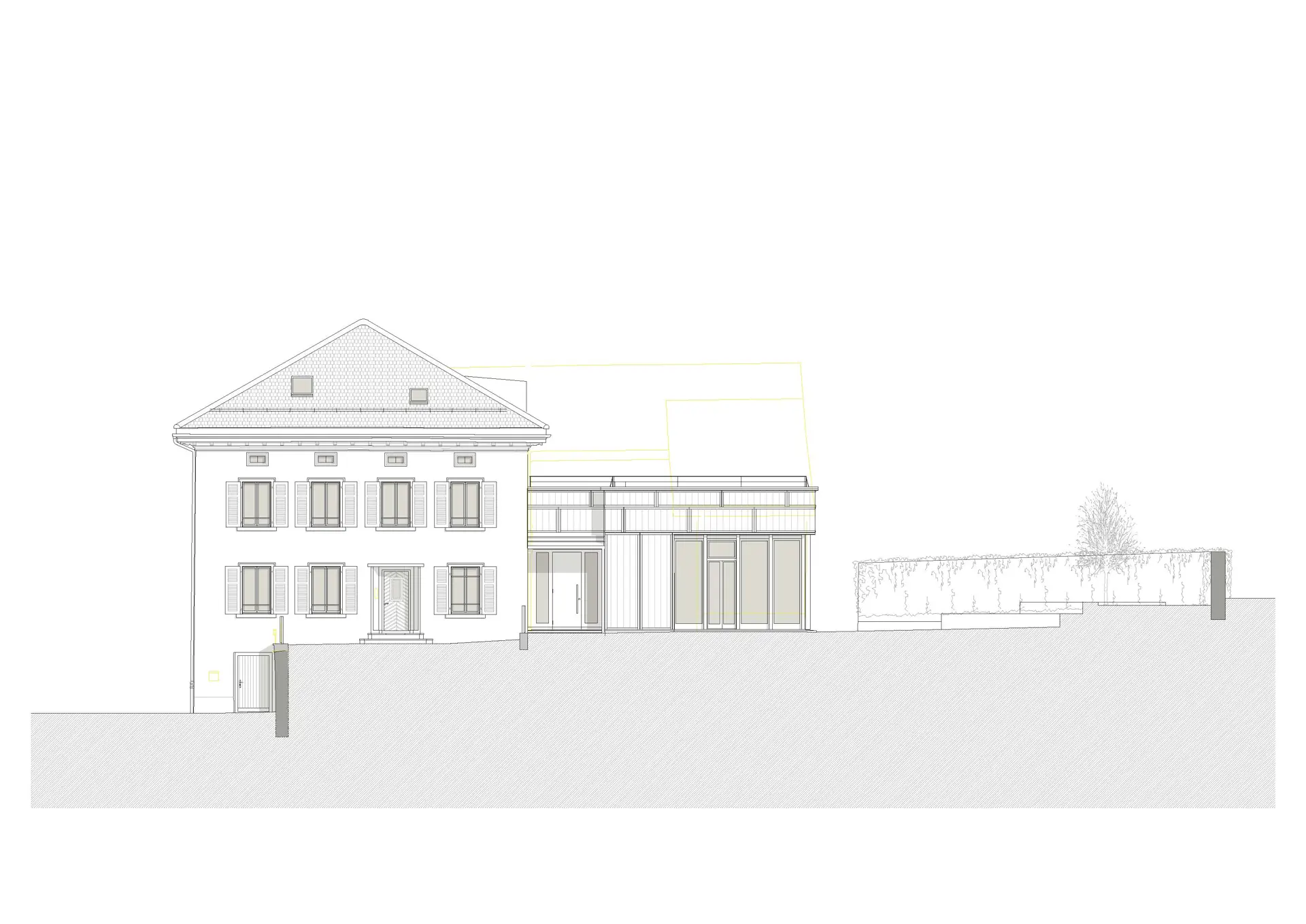 29_Umbau_Pfarrhaus mit Anbau Tenn Igis_Ansicht Südwest